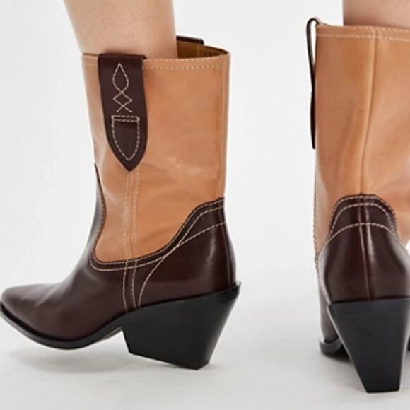 NEW Free People Pitchfork Point Western Boots - Leather, Pointed Toe 925 6s3 - Picture 8 of 15